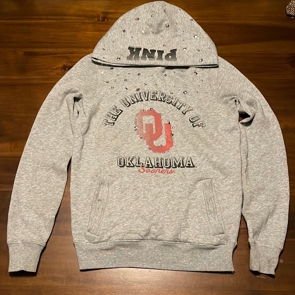 Womens Oklahoma Sooners VS PINK Hoodie with rhinestones